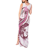 Pink Maori Tuatara Tank Maxi Dress Luxury Pastel Pattern