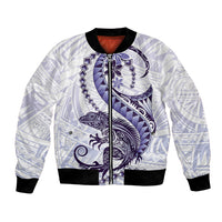 Purple Maori Tuatara Bomber Jacket Luxury Pastel Pattern LT01 Unisex Purple - Polynesian Pride