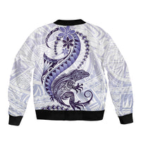 Purple Maori Tuatara Bomber Jacket Luxury Pastel Pattern LT01 - Polynesian Pride