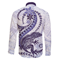 Purple Maori Tuatara Family Matching Long Sleeve Bodycon Dress and Hawaiian Shirt Luxury Pastel Pattern