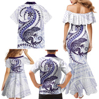 Purple Maori Tuatara Family Matching Mermaid Dress and Hawaiian Shirt Luxury Pastel Pattern