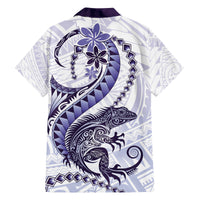 Purple Maori Tuatara Family Matching Off The Shoulder Long Sleeve Dress and Hawaiian Shirt Luxury Pastel Pattern