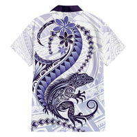 Purple Maori Tuatara Family Matching Short Sleeve Bodycon Dress and Hawaiian Shirt Luxury Pastel Pattern