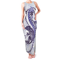 Purple Maori Tuatara Family Matching Tank Maxi Dress and Hawaiian Shirt Luxury Pastel Pattern
