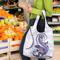 Purple Maori Tuatara Grocery Bag Luxury Pastel Pattern