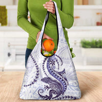 Purple Maori Tuatara Grocery Bag Luxury Pastel Pattern