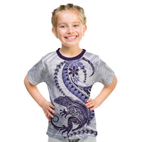Purple Maori Tuatara Kid T Shirt Luxury Pastel Pattern