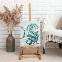 Teal Maori Tuatara Canvas Wall Art Luxury Pastel Pattern