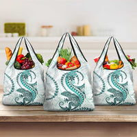 Teal Maori Tuatara Grocery Bag Luxury Pastel Pattern