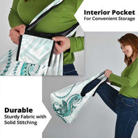 Teal Maori Tuatara Grocery Bag Luxury Pastel Pattern