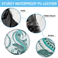 Teal Maori Tuatara Spare Tire Cover Luxury Pastel Pattern