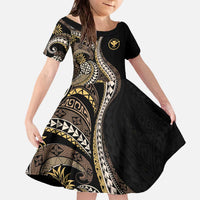 Hawaii Pineapple Brown Tribal Pattern Family Matching Off The Shoulder Long Sleeve Dress and Hawaiian Shirt - Polynesian Pride