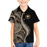 Hawaii Pineapple Brown Tribal Pattern Family Matching Off Shoulder Maxi Dress and Hawaiian Shirt - Polynesian Pride