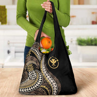 Hawaii Pineapple Brown Tribal Pattern Grocery Bag - Polynesian Pride