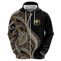 Hawaii Pineapple Brown Tribal Pattern Zip Hoodie - Polynesian Pride