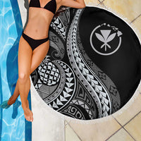 Hawaii Pineapple Gray Scale Tribal Pattern Beach Blanket - Polynesian Pride