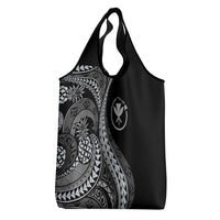 Hawaii Pineapple Gray Scale Tribal Pattern Grocery Bag - Polynesian Pride