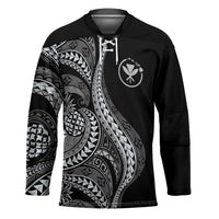 Hawaii Pineapple Gray Scale Tribal Pattern Hockey Jersey - Polynesian Pride