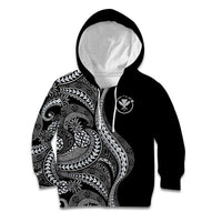 Hawaii Pineapple Gray Scale Tribal Pattern Kid Hoodie - Polynesian Pride