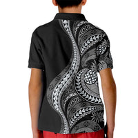Hawaii Pineapple Gray Scale Tribal Pattern Kid Polo Shirt LT01 - Polynesian Pride