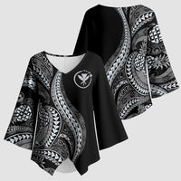 Hawaii Pineapple Gray Scale Tribal Pattern Kimono Sleeve Blouse LT01 - Polynesian Pride