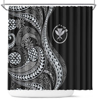 Hawaii Pineapple Gray Scale Tribal Pattern Shower Curtain - Polynesian Pride