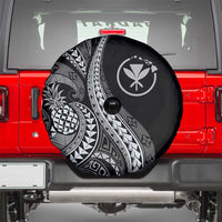 Hawaii Pineapple Gray Scale Tribal Pattern Spare Tire Cover - Polynesian Pride