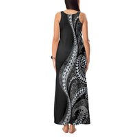 Hawaii Pineapple Gray Scale Tribal Pattern Tank Maxi Dress - Polynesian Pride