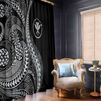 Hawaii Pineapple Gray Scale Tribal Pattern Window Curtain - Polynesian Pride