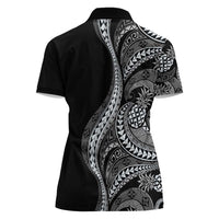 Hawaii Pineapple Gray Scale Tribal Pattern Women Polo Shirt LT01 - Polynesian Pride