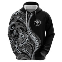 Hawaii Pineapple Gray Scale Tribal Pattern Zip Hoodie - Polynesian Pride