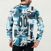 Custom Fijian Rugby Button Sweatshirt Grunge Palm Stylized LT01 - Polynesian Pride