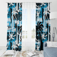 Fijian Rugby Window Curtain Grunge Palm Stylized LT01 - Polynesian Pride