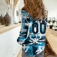 Custom Fijian Rugby Women Casual Shirt Grunge Palm Stylized LT01 - Polynesian Pride