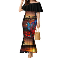 New Zealand Tui Bird Soldier ANZAC Family Matching Mermaid Dress and Hawaiian Shirt Lest We Forget LT03