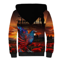 New Zealand Tui Bird Soldier ANZAC Sherpa Hoodie Lest We Forget LT03 - Polynesian Pride