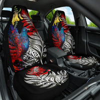 New Zealand Kohwhai Tui Bird Car Seat Cover Silver Fern Version LT03 One Size Black - Polynesian Pride