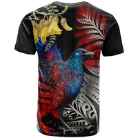 New Zealand Kohwhai Tui Bird T Shirt Silver Fern Version LT03 - Polynesian Pride