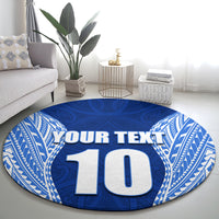 Custom Manu Samoa Rugby Round Carpet Polynesian Tattoo
