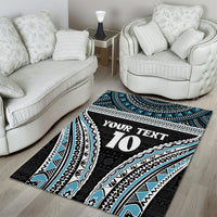 Custom Flying Fijians Rugby Area Rug Tapa Tribal Cloth Black Color