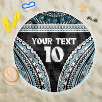 Custom Flying Fijians Rugby Beach Blanket Tapa Tribal Cloth Black Color