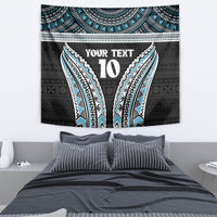 Custom Flying Fijians Rugby Tapestry Tapa Tribal Cloth Black Color