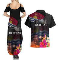Personalised Kiribati Independence Day Couples Matching Summer Maxi Dress and Hawaiian Shirt Frigatebird and Plumeria Hibiscus Flower LT03 - Polynesian Pride