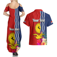 Personalised Kiribati Independence Day Couples Matching Summer Maxi Dress and Hawaiian Shirt Kiribati Map With Flag Color LT03 - Polynesian Pride