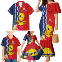 Kiribati Independence Day Family Matching Mermaid Dress and Hawaiian Shirt Kiribati Map With Flag Color