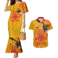 Personalized American Samoa Fautasi Race Couples Matching Mermaid Dress and Hawaiian Shirt Aeto Pago Pago with Eagle Samoan Tribal Patterns