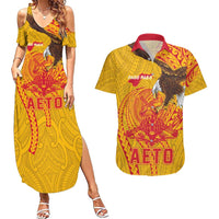 Personalized American Samoa Fautasi Race Couples Matching Summer Maxi Dress and Hawaiian Shirt Aeto Pago Pago with Eagle Samoan Tribal Patterns
