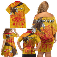 Personalized American Samoa Fautasi Race Family Matching Off Shoulder Short Dress and Hawaiian Shirt Aeto Pago Pago with Eagle Samoan Tribal Patterns LT03 - Polynesian Pride