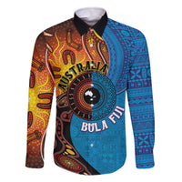 Fiji and Australia Together Family Matching Off Shoulder Short Dress and Hawaiian Shirt Tapa Tribal Tattoo mix Aboriginal Pattern