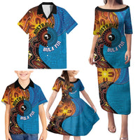 Fiji and Australia Together Family Matching Puletasi and Hawaiian Shirt Tapa Tribal Tattoo mix Aboriginal Pattern LT03 - Polynesian Pride